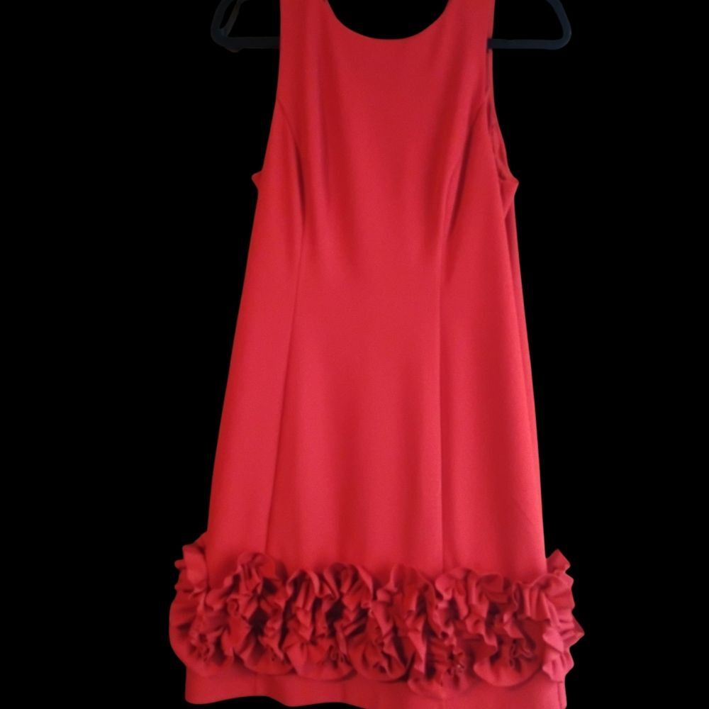Aidan Mattox Red Sleeveless Dress with Floral Hem size 10